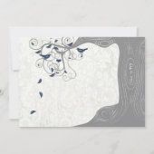 Die Cut Grey Navy Love Bird Wedding Invitations Kaart (Achterkant)