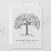 Die Cut Grey Romantic Tree Love Bird Woodgrain Kaart (Achterkant)
