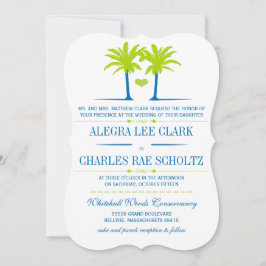 Die Cut Limoen Royal Blue Beach Typography Invite Kaart
