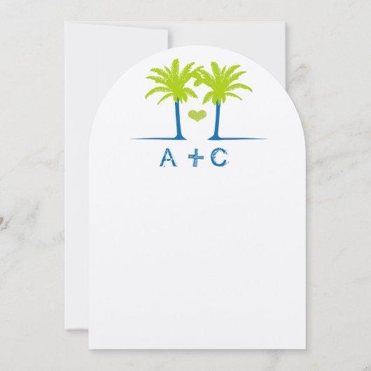 Die Cut Limoen Royal Blue Beach Typography Invite Kaart (Achterkant)