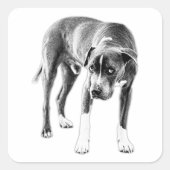 Die-Cut Look: Moody Pitbull Mix Vierkante Sticker (Voorkant)