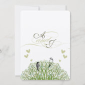 Die Cut Love Bird Green Tree Weduwen Uitnodiging (Achterkant)