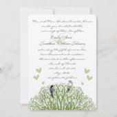 Die Cut Love Bird Green Tree Weduwen Uitnodiging (Voorkant)