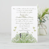 Die Cut Love Bird Green Tree Weduwen Uitnodiging (Staand voorkant)