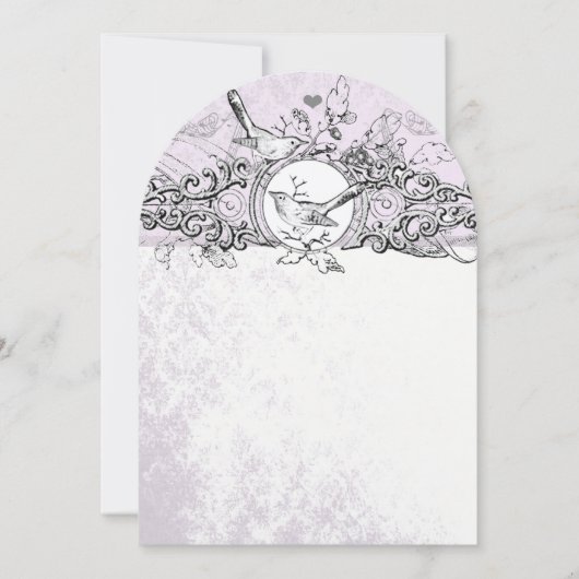 Die Cut Love Bird Lavender Scroll Wedding Kaart (Voorkant)
