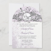 Die Cut Love Bird Lavender Scroll Wedding Kaart (Achterkant)