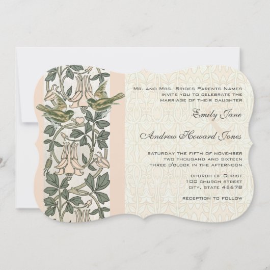 Die cut  Lovebird Honey Suckle Wedding Kaart (Voorkant)