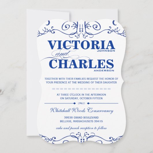 Die Cut Modern Typografie Royal Blue Kaart (Voorkant)