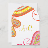 Die Cut Modern Yellow Oranje Aqua Mint Wedding Kaart (Achterkant)