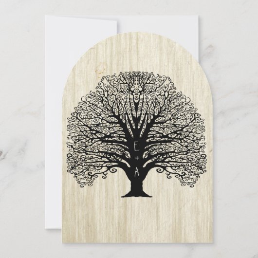 Die Cut  Old Barn Wood Tree Wedding Invite Kaart (Achterkant)