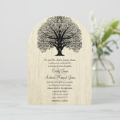 Die Cut  Old Barn Wood Tree Wedding Invite Kaart (Staand voorkant)
