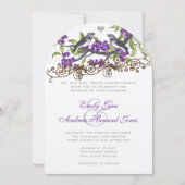 Die Cut Paarse grijze Tortelduifjes Wedding Invite Kaart (Voorkant)