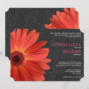 Die Cut Pink Oranje Gerber Daisy Wedding Kaart