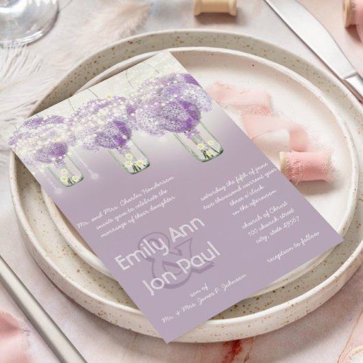 Die Cut Radiant Paars Mason Jar Wedding Kaart