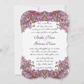 Die Cut Raspberry Paisley Wedding Invitations Kaart (Voorkant)
