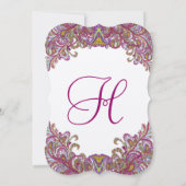 Die Cut Raspberry Paisley Wedding Invitations Kaart (Achterkant)