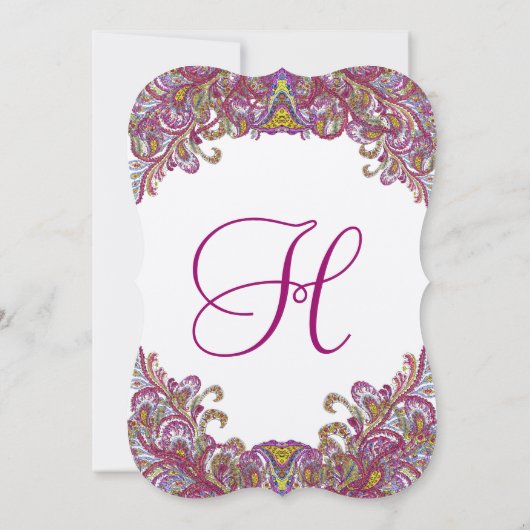 Die Cut Raspberry Paisley Wedding Invitations Kaart (Achterkant)