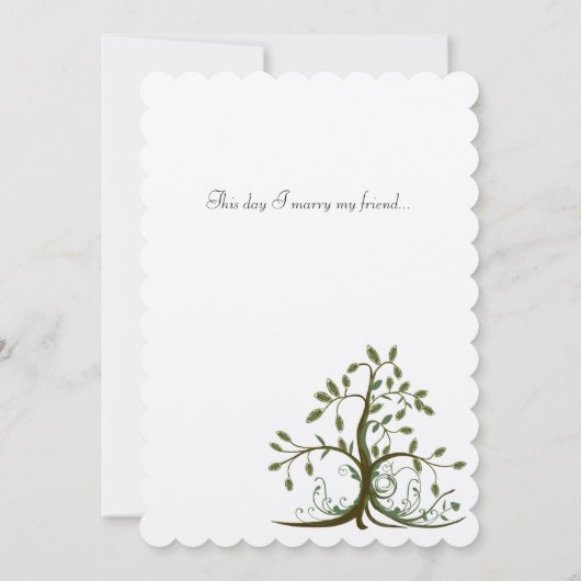 Die Cut Romantic Rustic Tree Wedding Invite Kaart (Achterkant)