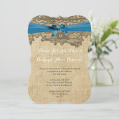 Die Cut Rustic Country Lace Blue Wedding Kaart (Staand voorkant)