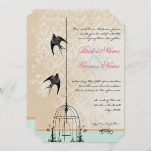 Die Cut Rustic Love Bird Wedcage Wedding Kaart