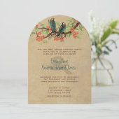 Die Cut Rustic Tortelduifjes Wedding Invitations Kaart (Staand voorkant)