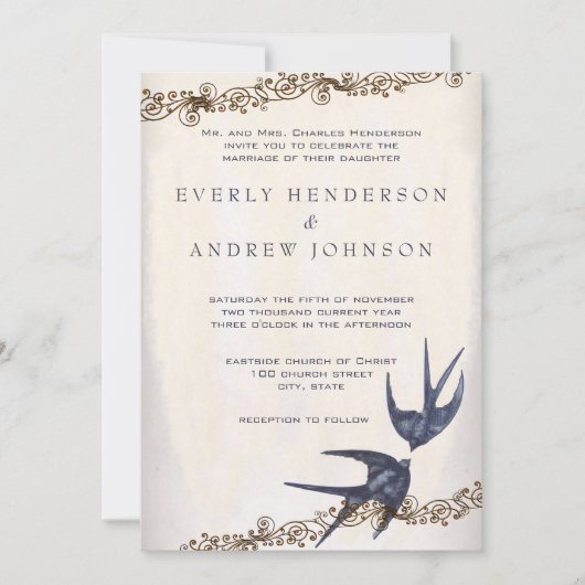 Die cut  Tortelduifjes marineverbinding Kaart (Voorkant)