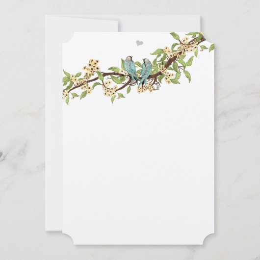 Die Cut Yellow Blauwgroen Aqua Blue Bird Wedding I Kaart (Achterkant)