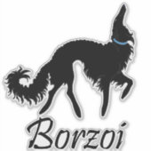 Die Cut Zwart Ballet Borzoi Sticker (Voorkant)