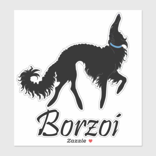 Die Cut Zwart Ballet Borzoi Sticker (Vel)