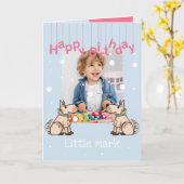 Die Dog Life Blue Boy Birthday Foto Kaart (Gele Bloem)