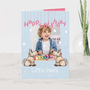 Die Dog Life Blue Boy Birthday Foto Kaart