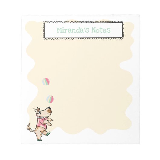 Die Dog life Yellow blob Juggling Dog Name Notitieblok (Voorkant)