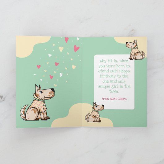 Die Dog Life Yellow Green Birthday Foto Kaart (Binnen)