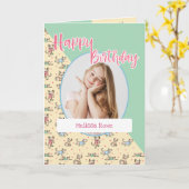 Die Dog Life Yellow Green Birthday Foto Kaart (Gele Bloem)