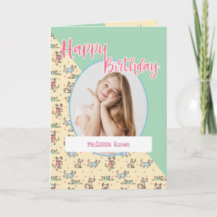 Die Dog Life Yellow Green Birthday Foto Kaart