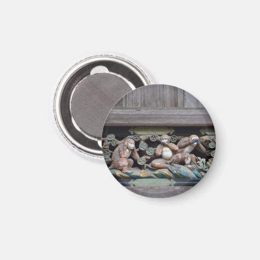 die drei Affen von Nikko - Three wise monkeys Magneet (Voorkant / Achterkant)