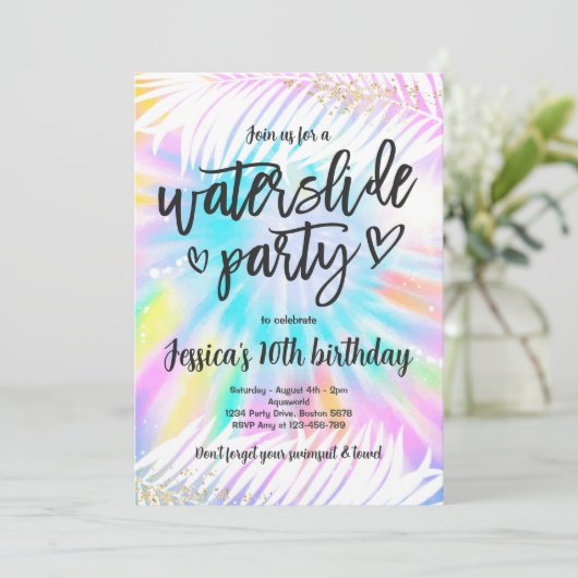 Die Dye Water Slide Pool Birthday Kaart (Staand voorkant)