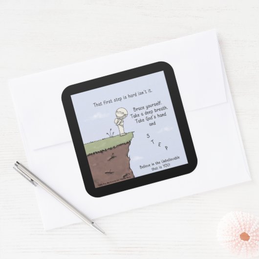 Die eerste stap vierkante sticker (Envelop)