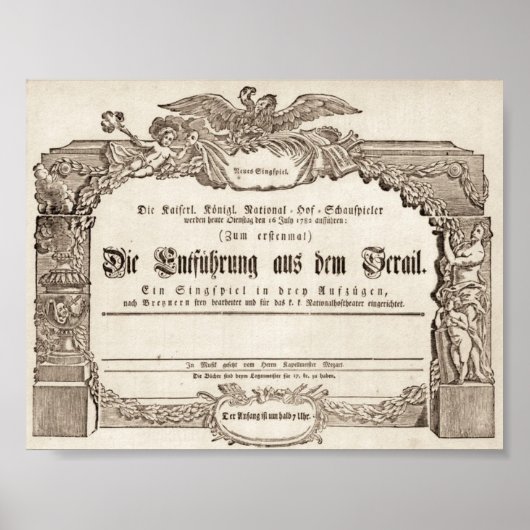 Die Entführung aus dem Serail Oper Amadeus Mozart Poster (Voorkant)