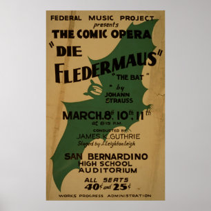 Die Fledermaus Strauss 1938 WPA-Poster Poster