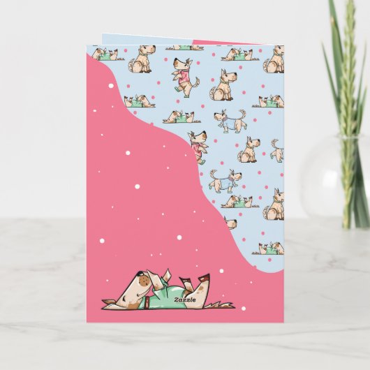 Die foto van Dog Life Blue Roze Birthday Kaart (Achterkant)