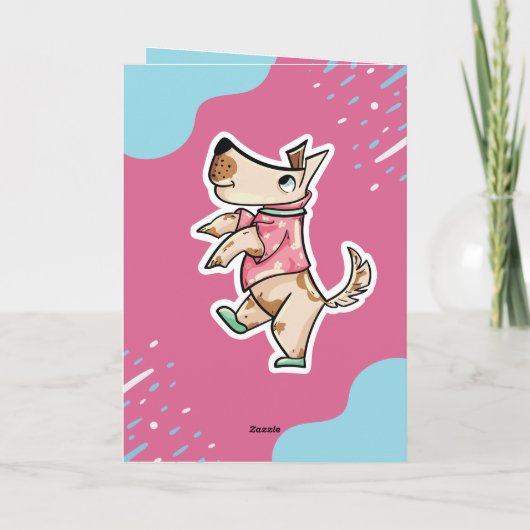 Die foto van Dog Life Pink Blue Birthday Kaart (Achterkant)