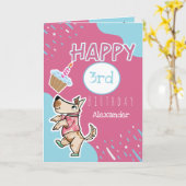 Die foto van Dog Life Pink Blue Birthday Kaart (Gele Bloem)