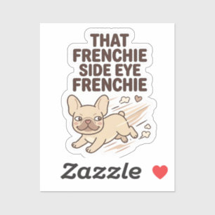 Die Franse zijdelingse blik Grappige Franse Bulldo Sticker