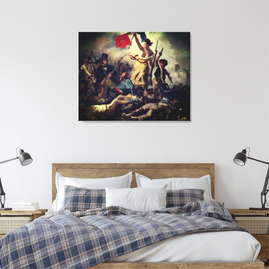 Die Freiheit führt das Volk – Eugène Delacroix Canvas Afdruk (Insitu (Slaapkamer))
