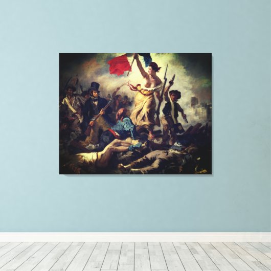 Die Freiheit führt das Volk – Eugène Delacroix Canvas Afdruk (Insitu (Houten vloer))