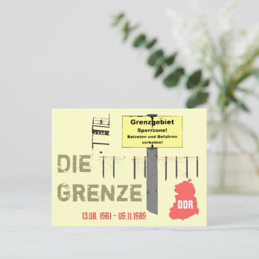 Die Grenze DDR Design Briefkaart (Staand voorkant)
