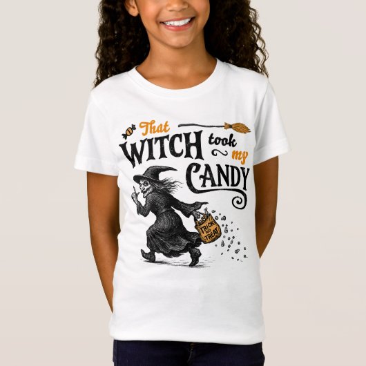 Die heks nam mijn Snoep meisje T-shirt (Voorkant)
