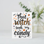 Die heks nam mijn Snoep typografie Feestdagenkaart (Staand voorkant)