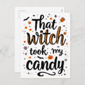 Die heks nam mijn Snoep typografie Feestdagenkaart (Voorkant / Achterkant)